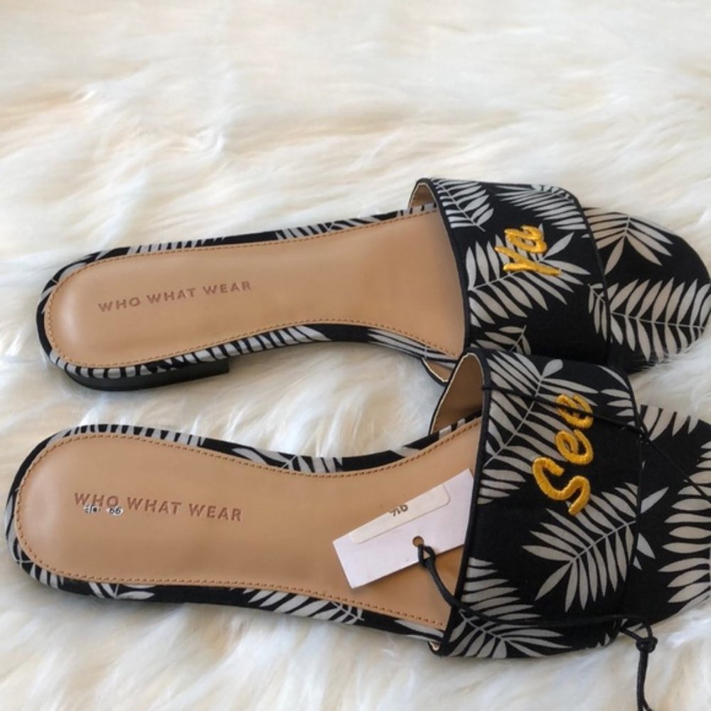 Who What Wear Sloan Palm Slides “See Ya” Sandals - Picture 2 of 3